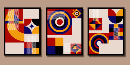 Set of creative universal art cards. Hand Drawn textures. Design for poster, card, invitation, placard, brochure cover.のイラスト素材