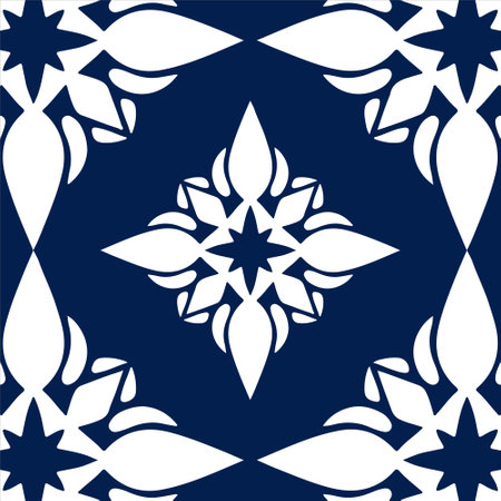 Vector seamless pattern with snowflakes in blue colors. Vector illustration.のイラスト素材
