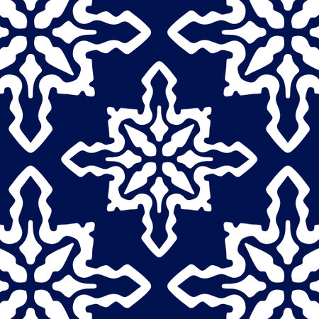 Seamless pattern illustration in traditional style - like Portuguese tile azulejoのイラスト素材