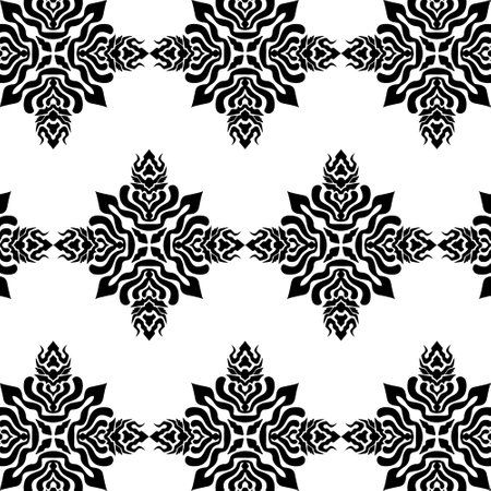 Seamless vector pattern in geometric ornamental style. Black and white pattern.のイラスト素材