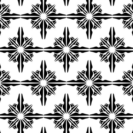 Seamless vector pattern in geometric ornamental style. Black and white pattern.のイラスト素材