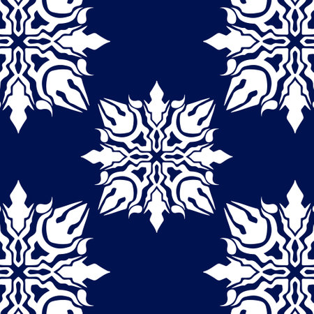 Seamless pattern with white snowflakes on a blue backgroundのイラスト素材