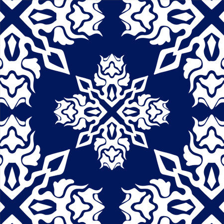 Azulejos portuguese tile azulejo vector patternのイラスト素材