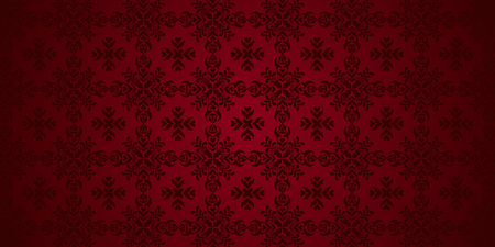 Seamless damask wallpaper pattern. Vector illustration. Red background