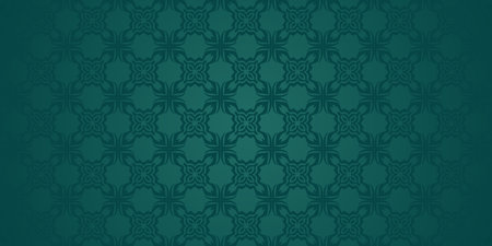 Green background with a pattern of geometric elements. Seamless pattern.のイラスト素材