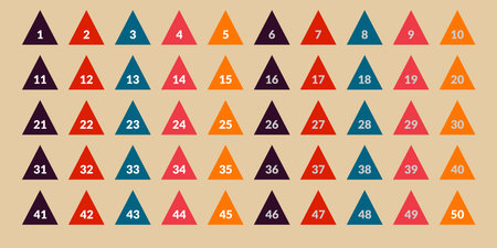 Vector set of colorful triangles in a flat style on a beige background