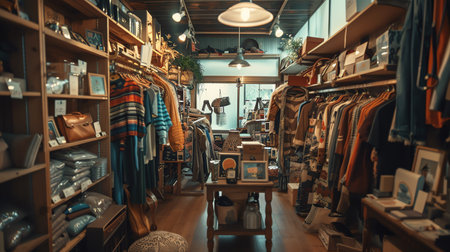 clothing store in a shopping mall, vintage color toned pictureの素材