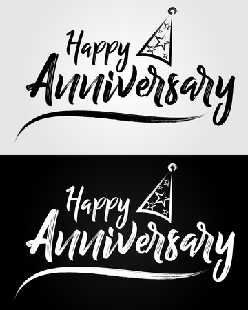 Happy Anniversary - Brush, Hand drawn lettering for greeting, invitation cardのイラスト素材