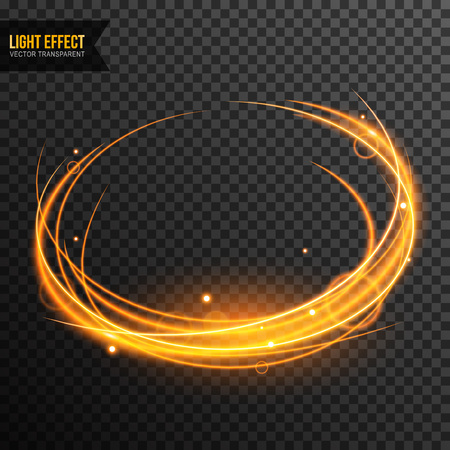 Light Effect vector transparent with line swirl and golden sparklesのイラスト素材