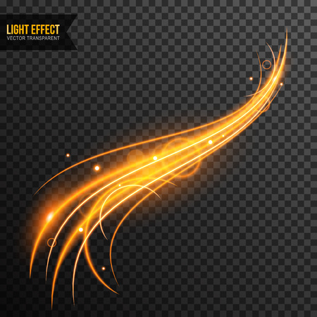Light Effect vector transparent with line swirl and golden sparklesのイラスト素材