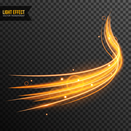 Light Effect vector transparent with line swirl and golden sparklesのイラスト素材