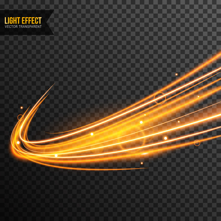 Light Effect vector transparent with line swirl and golden sparklesのイラスト素材