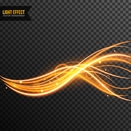 Light Effect vector transparent with line swirl and golden sparklesのイラスト素材