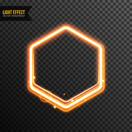 Hexagon Light Effect Vector transparent with golden glitterのイラスト素材