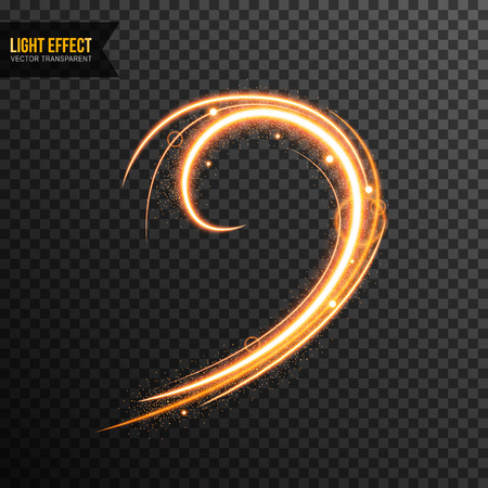 Glow Light Effect Vector transparent with golden line swirlのイラスト素材