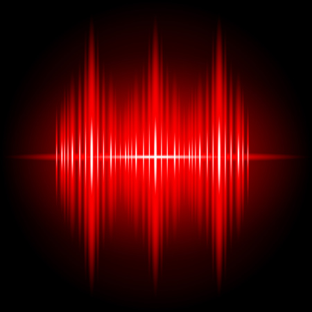 Abstract Red Light Effect electronic wave music vector backgroundのイラスト素材