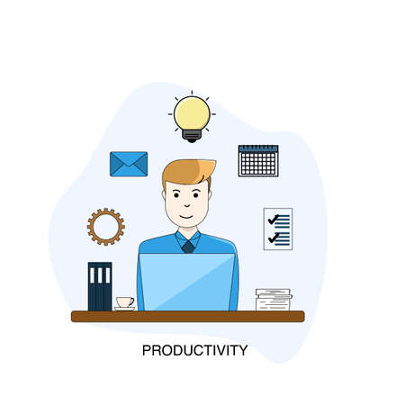 Illustration vector graphic people working productive in officeのイラスト素材