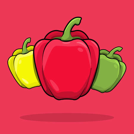 Paprica paprika red and yellow vegetables fruit vector illustrationのイラスト素材