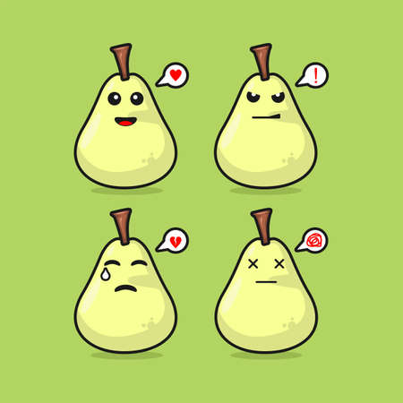 Pears cute expression vector illustration style cartoonのイラスト素材