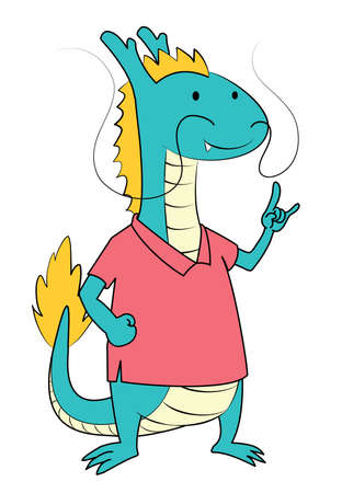 Chinese Blue Dragon in the pink shirtのイラスト素材