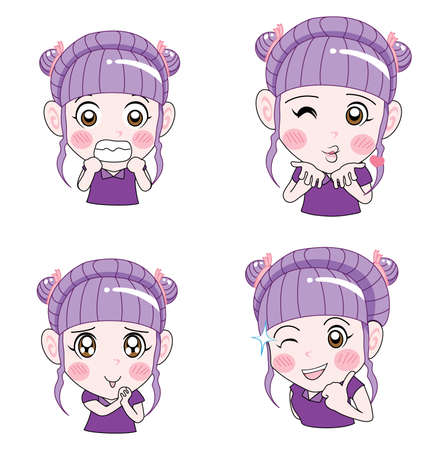 Violet Hair Girl  illustration.のイラスト素材