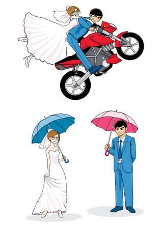 Bride and Groom illustration.のイラスト素材