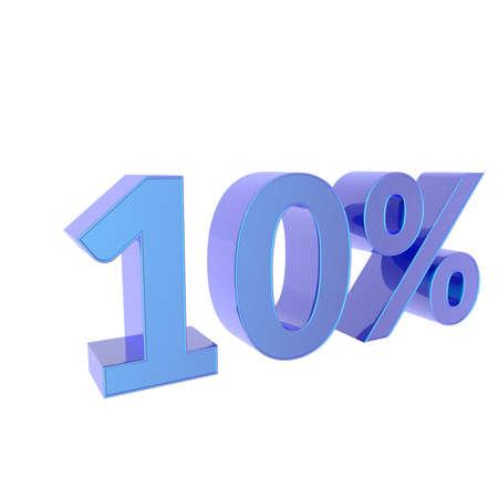 3d percentage  10% Percent off. Discount Template. 3D illustration on white background.
