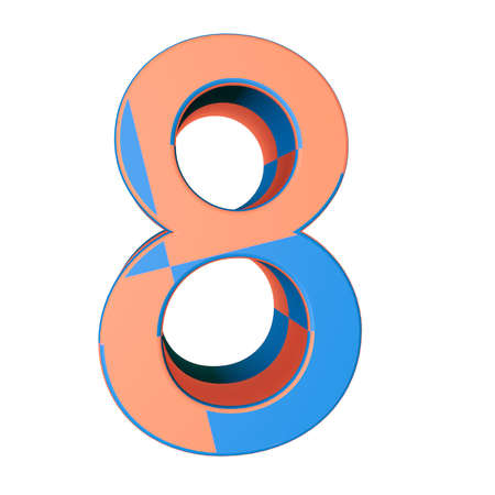 3D illustration number 8. Isolated on white background. 3D rendering. 3D font for graphic design