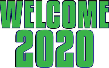 Welcome 2020 text on white background. Business concept.のイラスト素材
