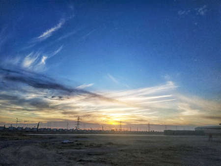 Beautiful sky and colorful clouds at sunsetの写真素材