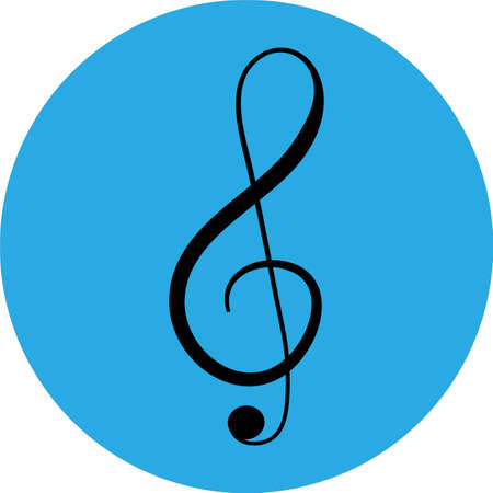 Treble clef or classical music note flat vector icon for musical apps and websites