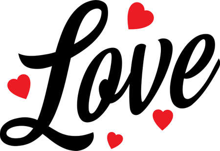 Beautiful typography background with hand drawn word Love. Handmade vector modern calligraphyのイラスト素材