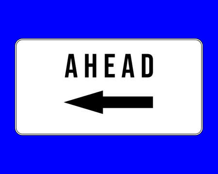 road sign ahead on the left - Supplementary Australian road sign - Ahead on the leftのイラスト素材