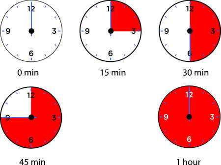 Timer icons on a white background. Countdown in the form of a timer on a white background in a flat...