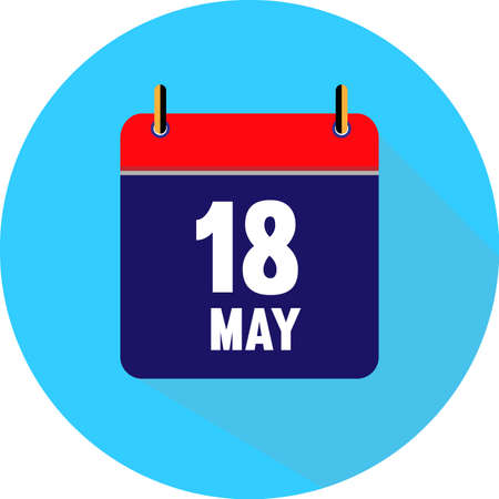 may 18. Vector flat daily calendar icon. Date and time, day, month. Holiday. Season.のイラスト素材