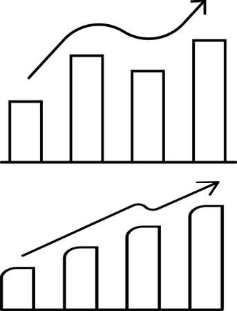 Growing bar graph icon in black on a white background. Vector illustrationのイラスト素材