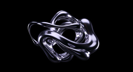 Abstract metal twisted shape. 3d rendering, 3d illustration.の写真素材