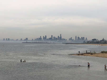 the city behind the seaの写真素材