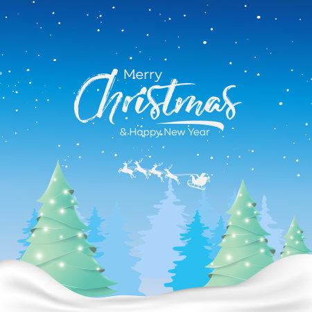 Merry Christmas and happy new year landscape backgroundのイラスト素材