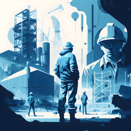 Poster of building construction site on blue tint Concept AIの素材