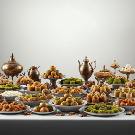 A conceptual image for healthy living with whole foods like bread vegetables and grains on a glowing road with lines on a green backgroundの素材