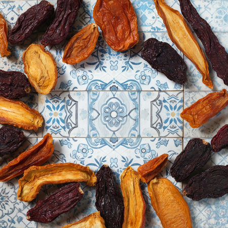 A conceptual image for nutrition featuring a road with healthy foods like bread broccoli and quinoa framed by a glowing green circle representing a complete dietの素材