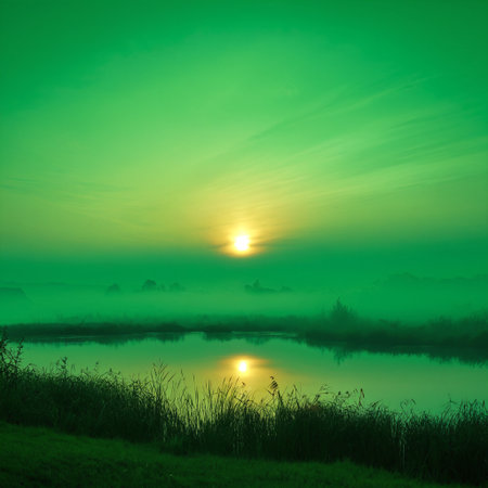 A conceptual image for nutrition featuring a road with healthy foods like bread broccoli and quinoa framed by a glowing green circle representing a complete dietの素材