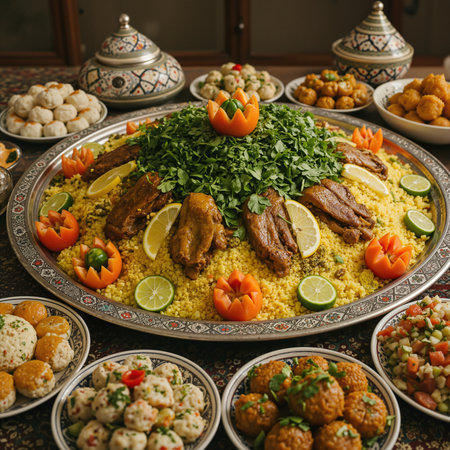 Large authentic Moroccan couscous platter for a traditional celebrationの素材