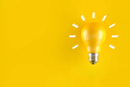 3d illustration. yellow bulb. Innovation and inspiration concept.の写真素材