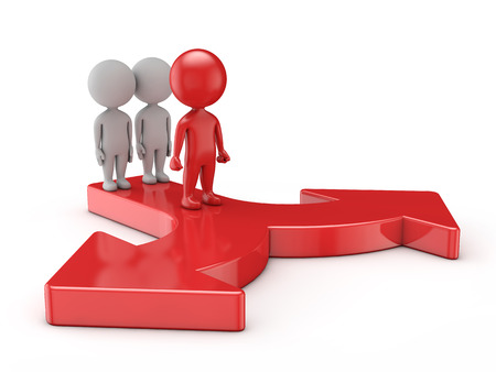 3d cute people - leader make a choice for success with team isolated white backgroundの写真素材