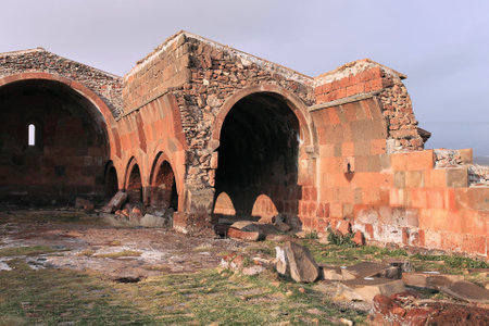 Arinj Caravanserai from the 12th century in Arinj, Armenia. The caravanserai is located on the old Silk Road.の写真素材