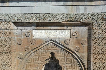 Agzikara Han Caravanserai Anatolian Seljuk period, was built between the years 1231-1239. Caravanserai was built by Hoca Mesut. The entrance part of the caravanserai. Aksaray, Turkey.のeditorial素材