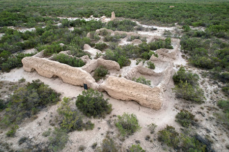 Ruins of the historical city of Cend, where Oghuz Turks lived centuries ago. Cend city ruins are located in Kazalinsk, Kazakhstan.の写真素材