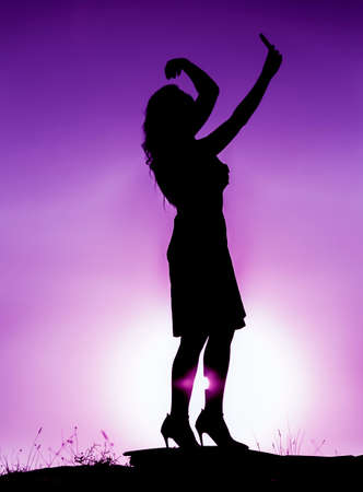 Silhouette girlの写真素材